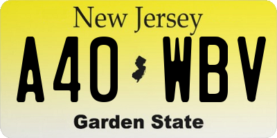 NJ license plate A40WBV