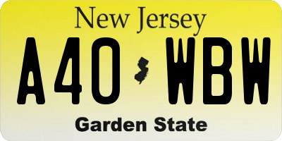NJ license plate A40WBW