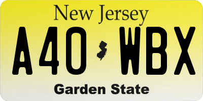 NJ license plate A40WBX