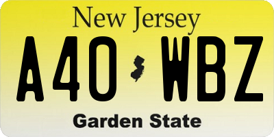 NJ license plate A40WBZ