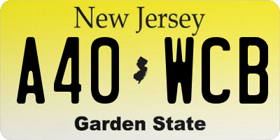 NJ license plate A40WCB