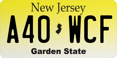 NJ license plate A40WCF