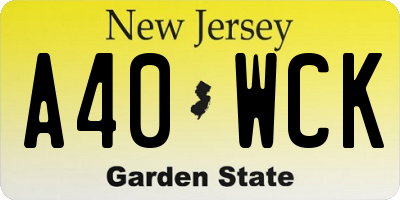 NJ license plate A40WCK