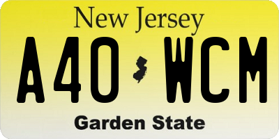NJ license plate A40WCM