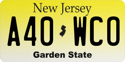 NJ license plate A40WCO