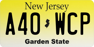 NJ license plate A40WCP