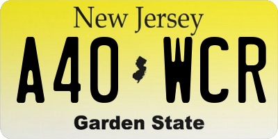 NJ license plate A40WCR