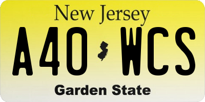 NJ license plate A40WCS