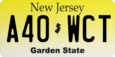 NJ license plate A40WCT