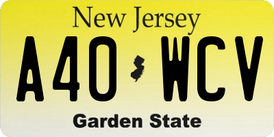 NJ license plate A40WCV