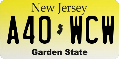 NJ license plate A40WCW