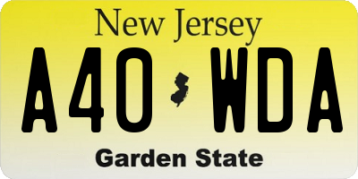 NJ license plate A40WDA
