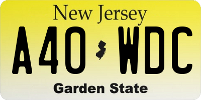 NJ license plate A40WDC