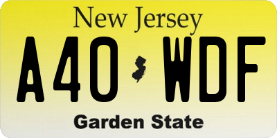 NJ license plate A40WDF