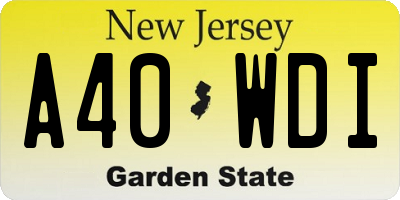 NJ license plate A40WDI