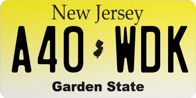NJ license plate A40WDK