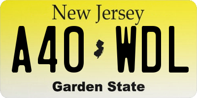NJ license plate A40WDL