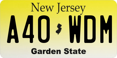 NJ license plate A40WDM