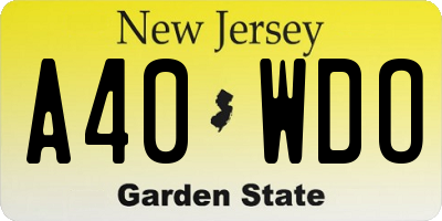 NJ license plate A40WDO