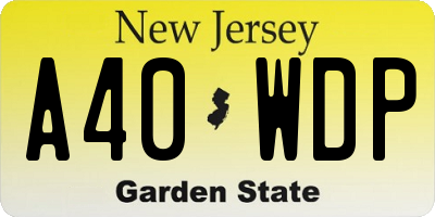 NJ license plate A40WDP