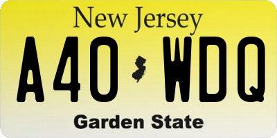 NJ license plate A40WDQ