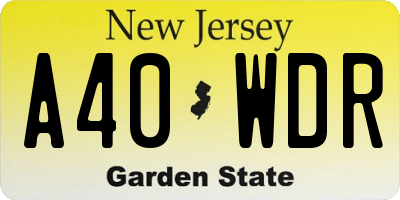 NJ license plate A40WDR