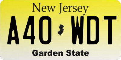 NJ license plate A40WDT