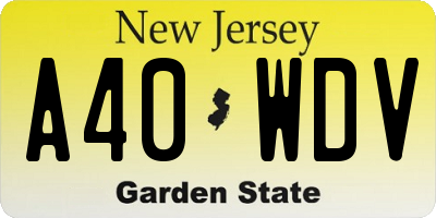 NJ license plate A40WDV
