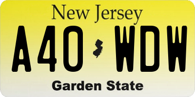 NJ license plate A40WDW
