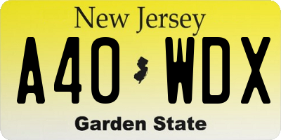 NJ license plate A40WDX