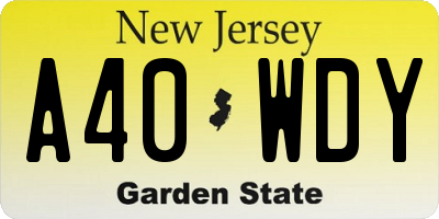 NJ license plate A40WDY