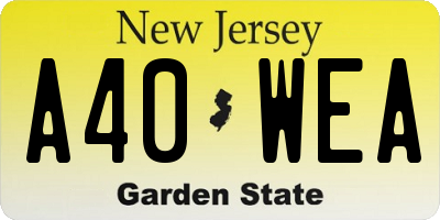 NJ license plate A40WEA