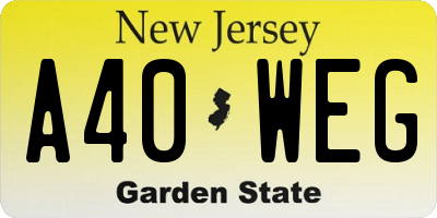 NJ license plate A40WEG