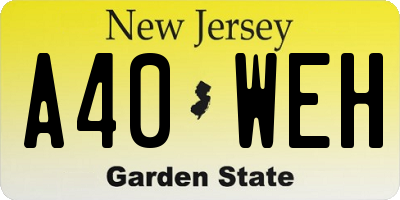 NJ license plate A40WEH