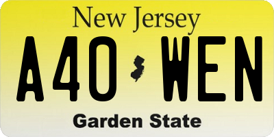NJ license plate A40WEN