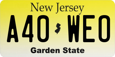 NJ license plate A40WEO
