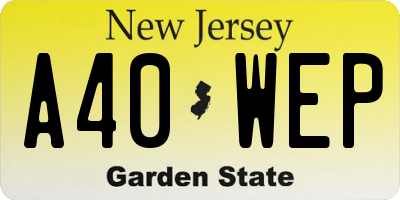 NJ license plate A40WEP