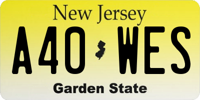 NJ license plate A40WES