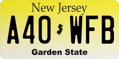 NJ license plate A40WFB