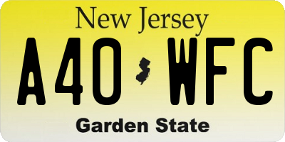 NJ license plate A40WFC