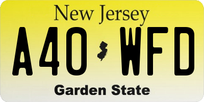 NJ license plate A40WFD