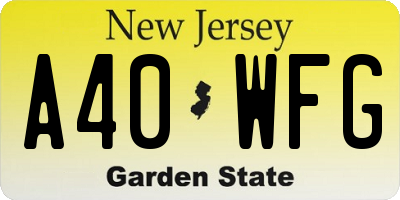 NJ license plate A40WFG