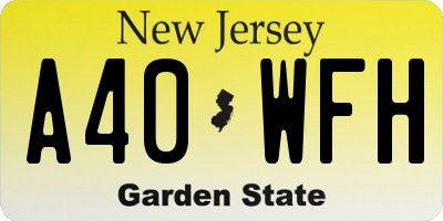 NJ license plate A40WFH