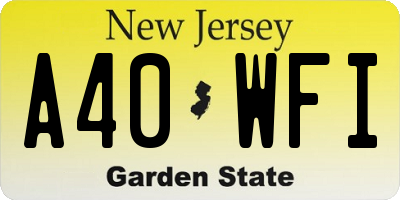 NJ license plate A40WFI