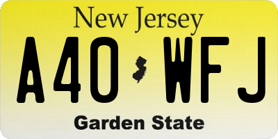 NJ license plate A40WFJ