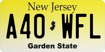 NJ license plate A40WFL