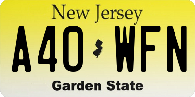 NJ license plate A40WFN