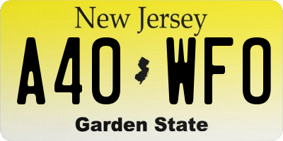 NJ license plate A40WFO