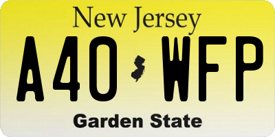 NJ license plate A40WFP