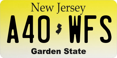 NJ license plate A40WFS